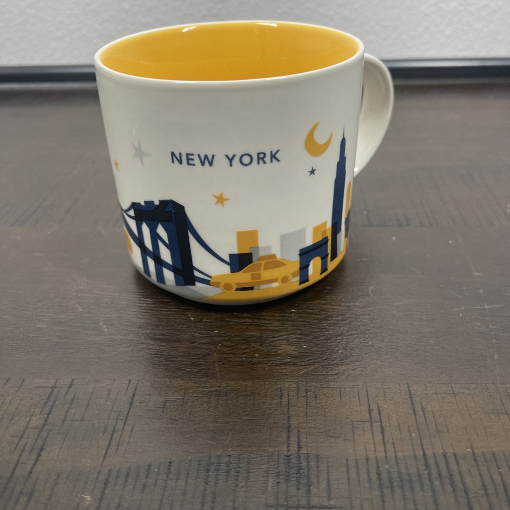 Starbucks You Are Here Collection New York Mug Yellow Interior Beige Blue 2016